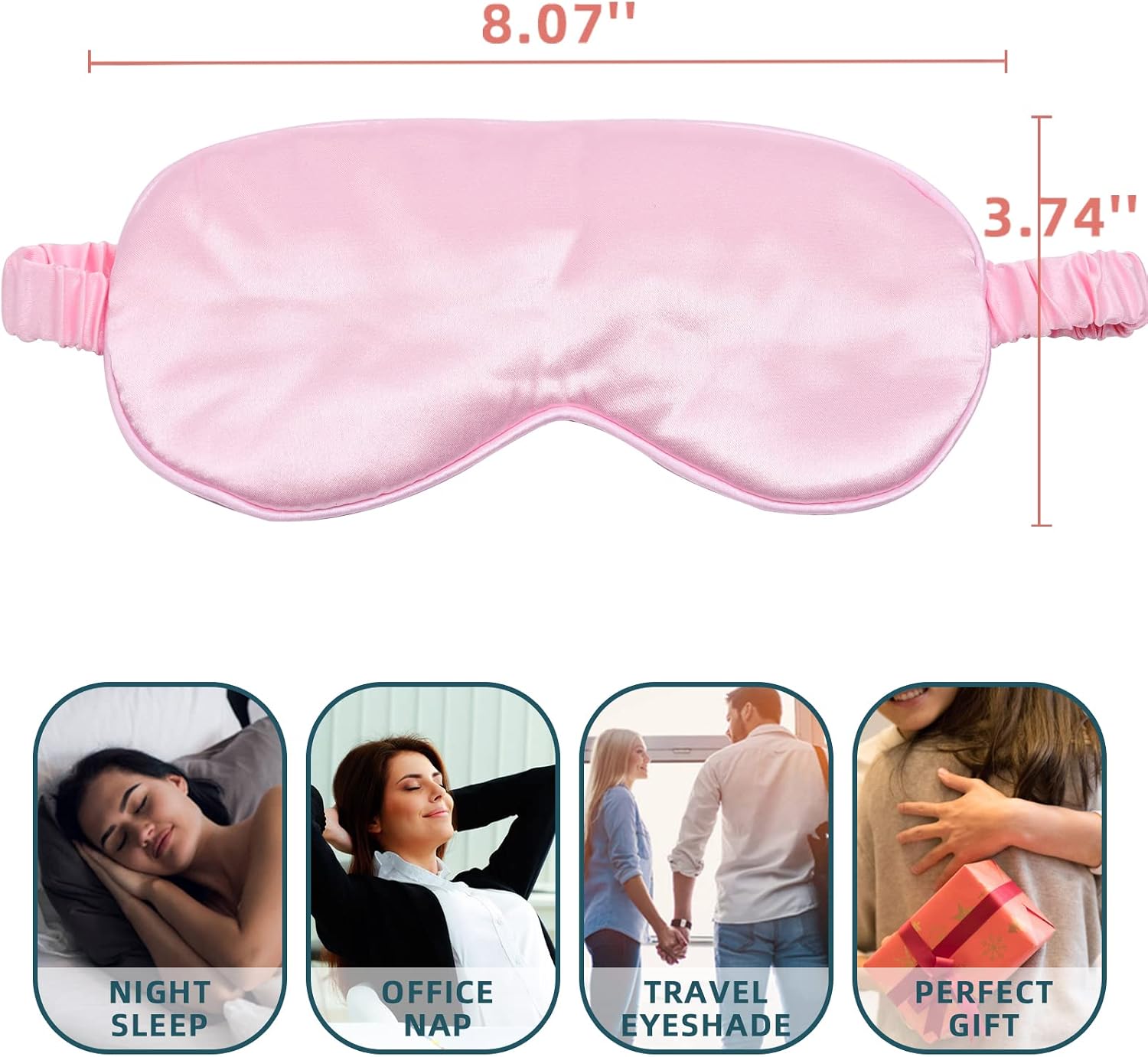 LERSVICVIL Sleep Mask 4 Pack Silk Eye Cover Soft Satin Blindfold Elastic Strap Night Eyeshade Travel Nap for Women Men - Image 5