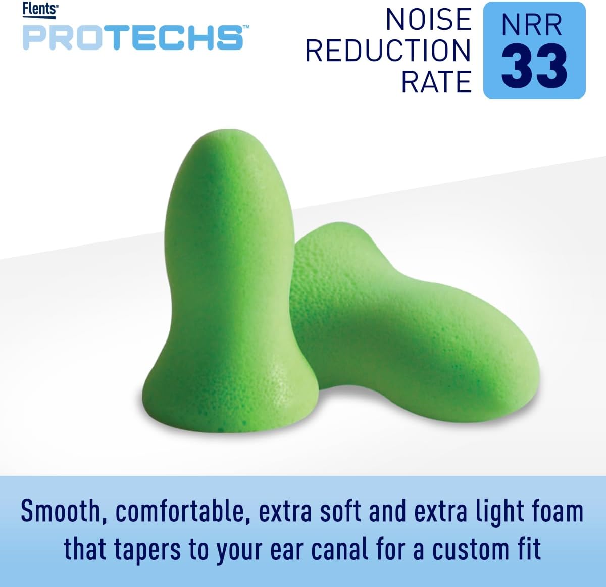 Flents Protechs Quiet Contour Foam Ear Plugs, NRR 33, 10 Pair, Green - Image 3