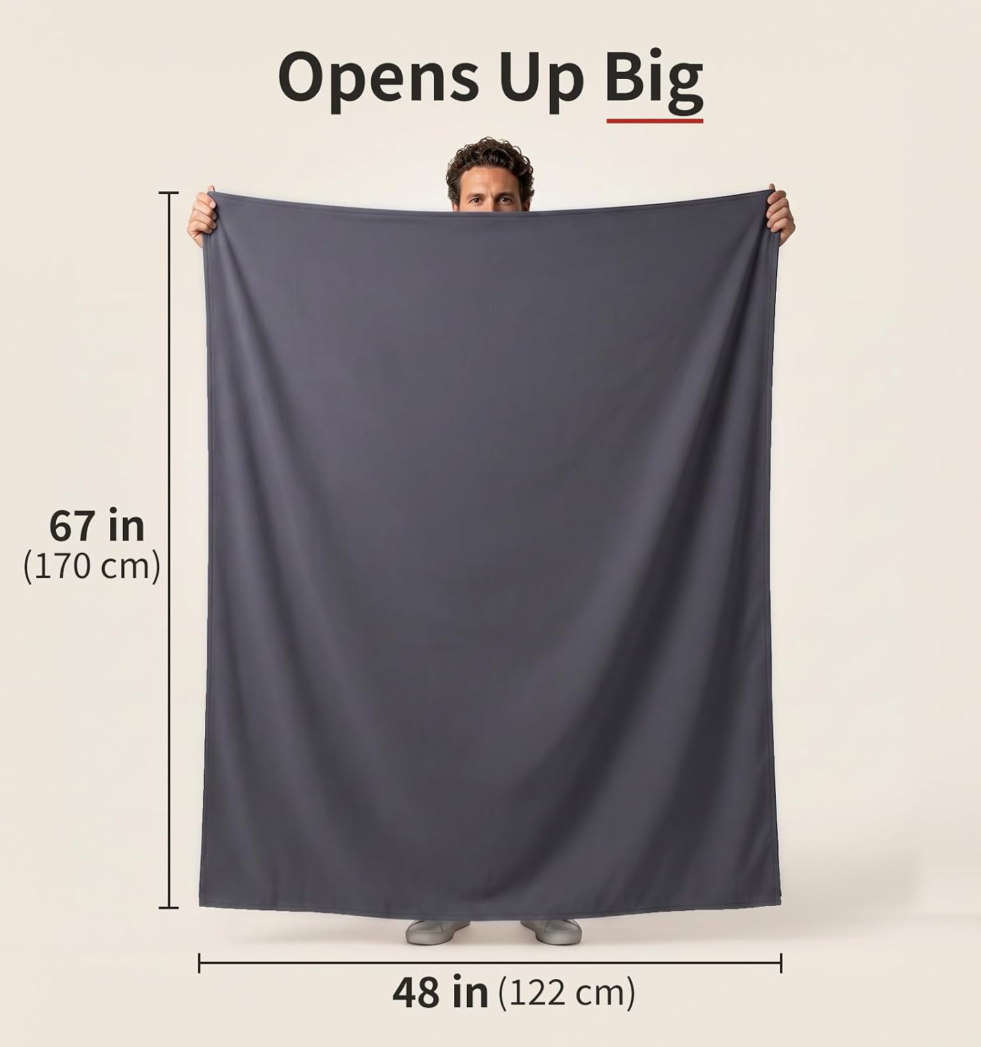 Litume Compact Travel Blanket for Airplane, Fleece, Dark Grey - Image 3