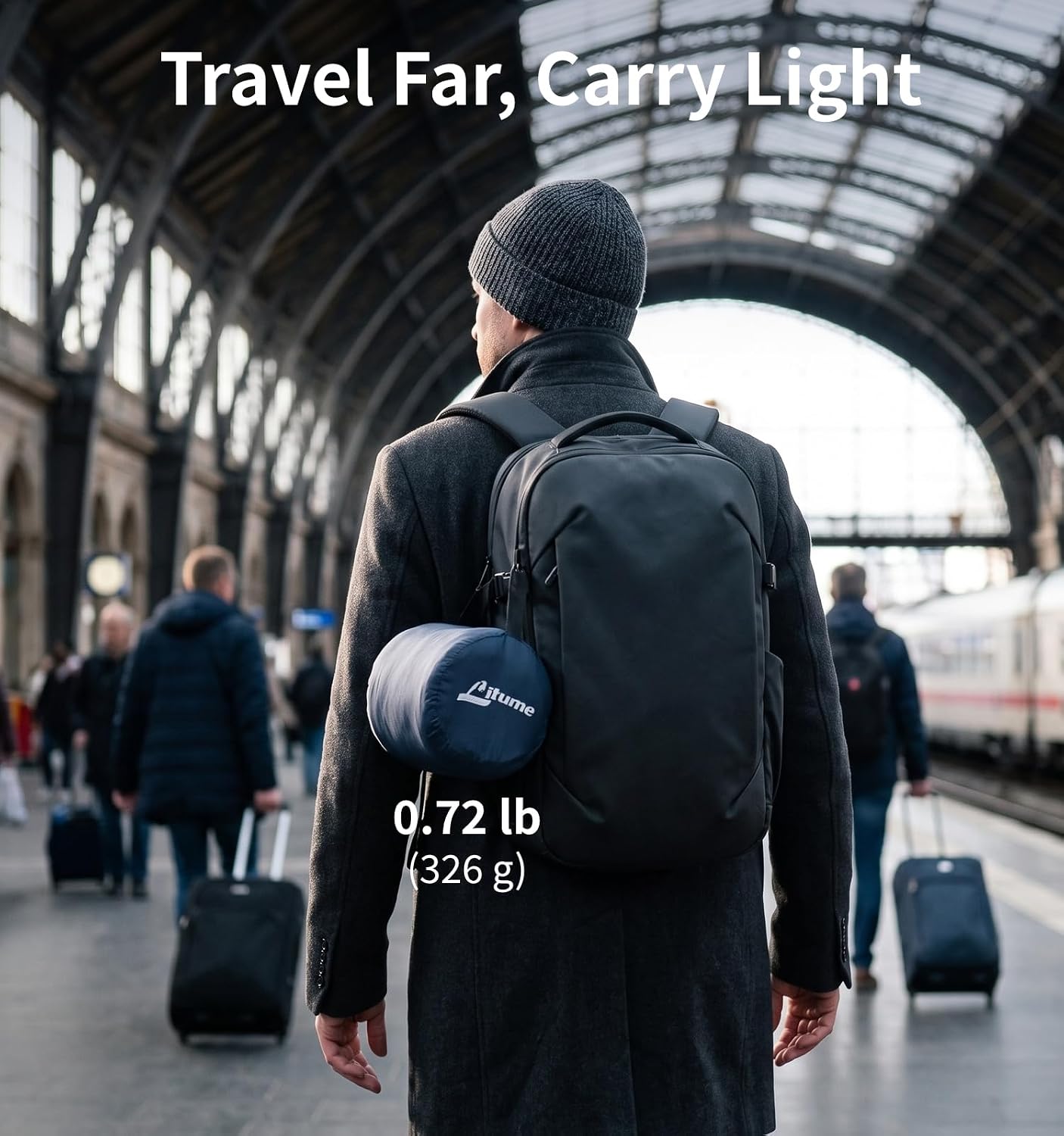 Litume Compact Travel Blanket for Airplane, Fleece, Dark Grey - Image 4