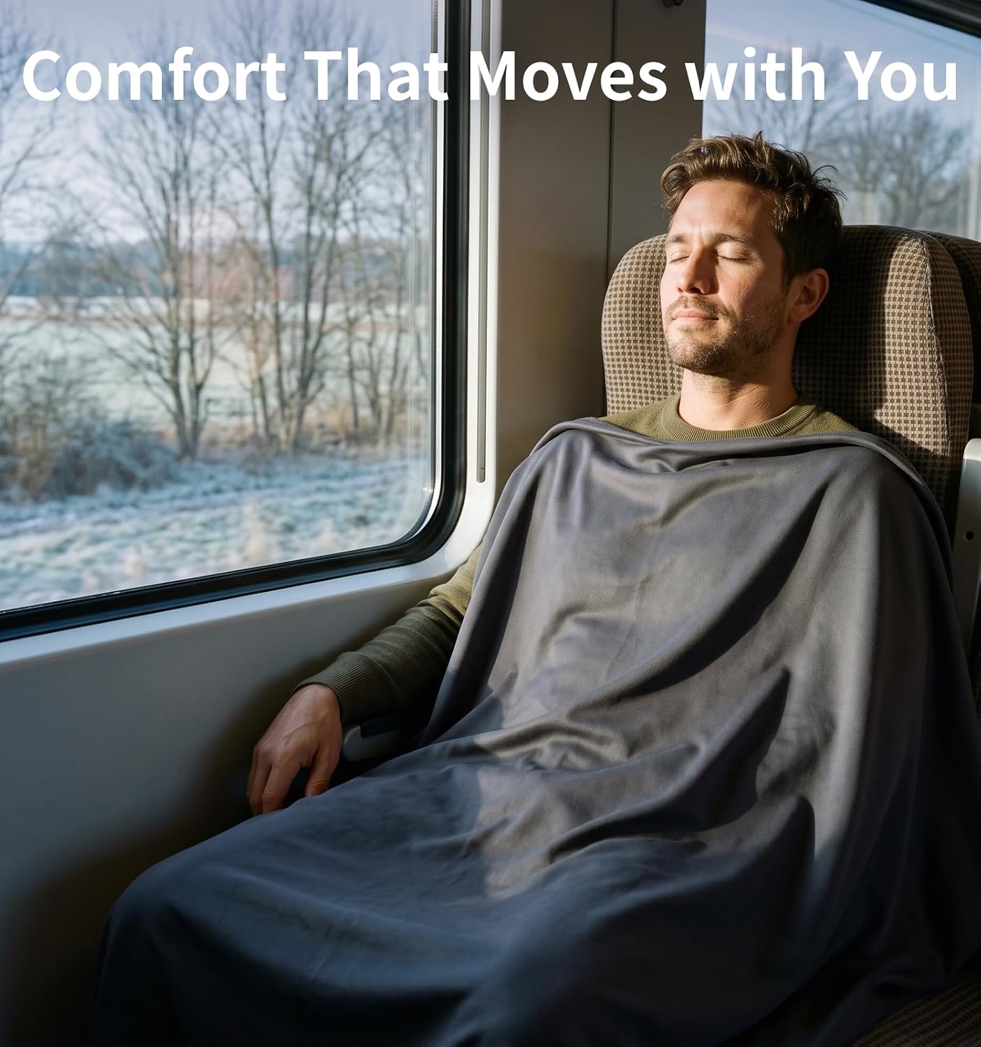 Litume Compact Travel Blanket for Airplane, Fleece, Dark Grey - Image 5